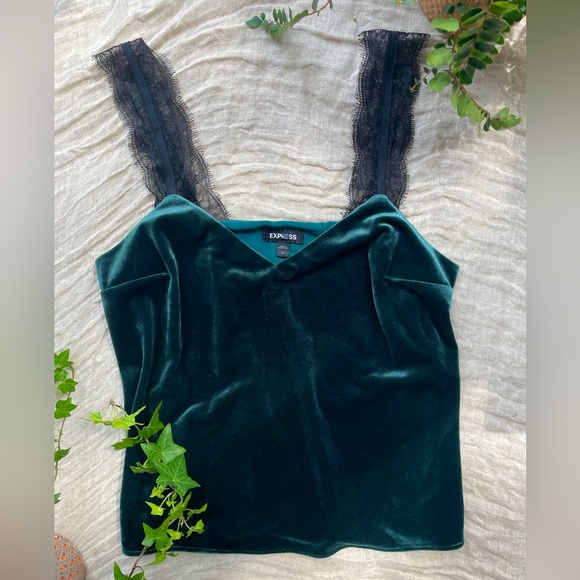 Express Tops - Express Velvet/Lace Cami Tank, Size S
